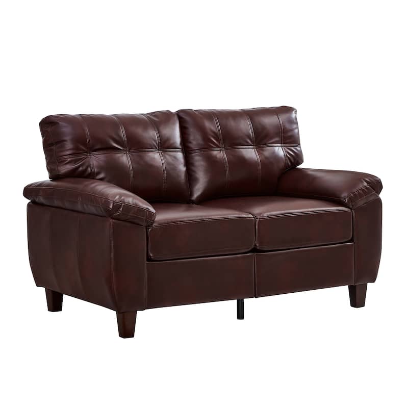 59" Loveseat Modern Design Faux Leather Couch,Storage,Big Armrest Sofa,Upholstered Breathable PU Leather Sofa