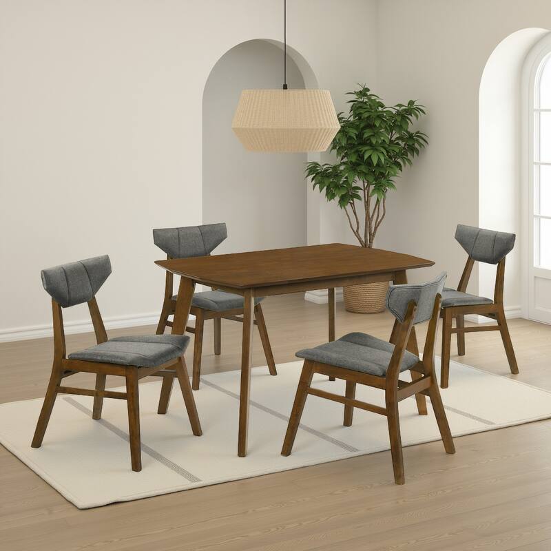 Amaris Upholstered Dining Chair in Walnut Finish - Set of 4 - Charcoal