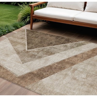 HomeRoots Geometric Transitional Rectangle Outdoor Rug