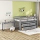 preview thumbnail 28 of 34, Wooden Loft Bed with Retractable Writing Desk and 4 Drawers, Lateral Portable Desk and Shelves Twin - Gray