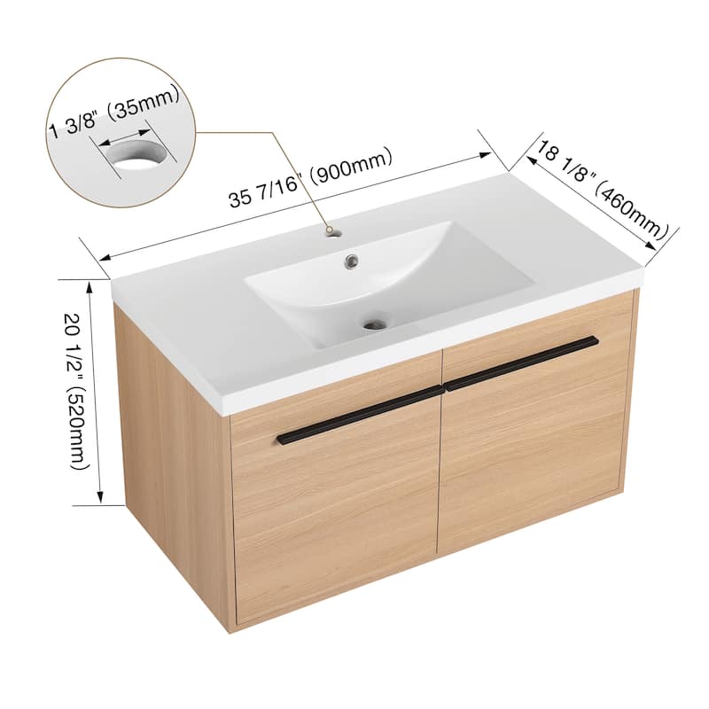 Bathroom Vanity with resin Countertop Sink