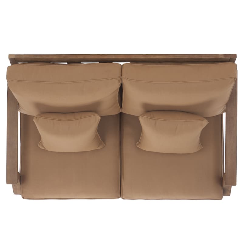 SAFAVIEH Couture Martinique Wood Patio Loveseat - 56"W x 35"D x 32"H