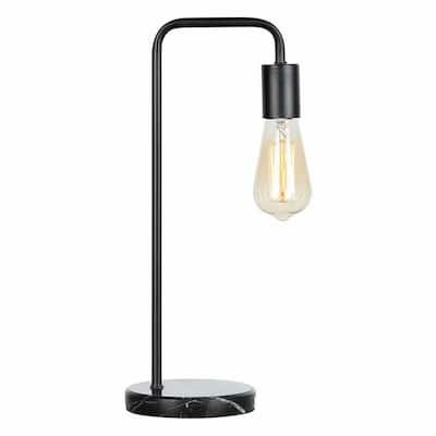 Simple Vintage Desk Lamp With Marble Base, Black Metal Frame (Black)
