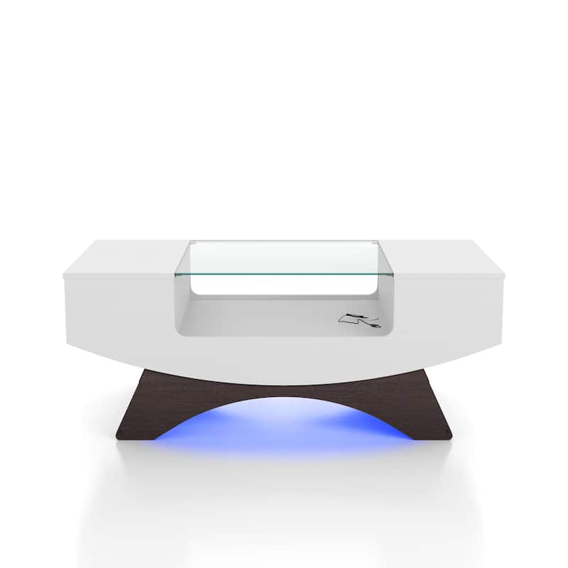 Furniture of America Angelic Contemporary Storage Coffee Table with Glass Insert