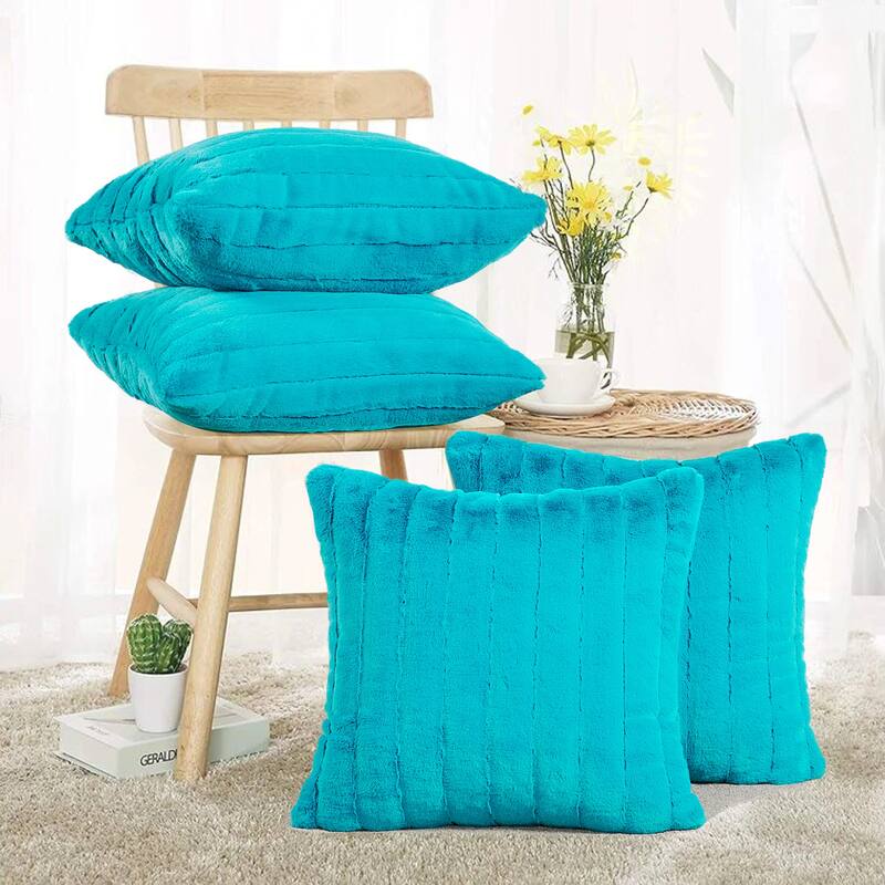 Supermink Soft Solid Throw Pillow Covers Set of 4, NO INSERT - Tile Blue