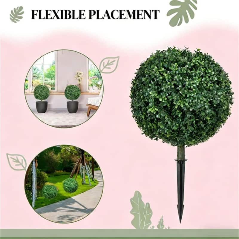 Artificial Boxwood, Set Of 2, sPherical Poplar Trees