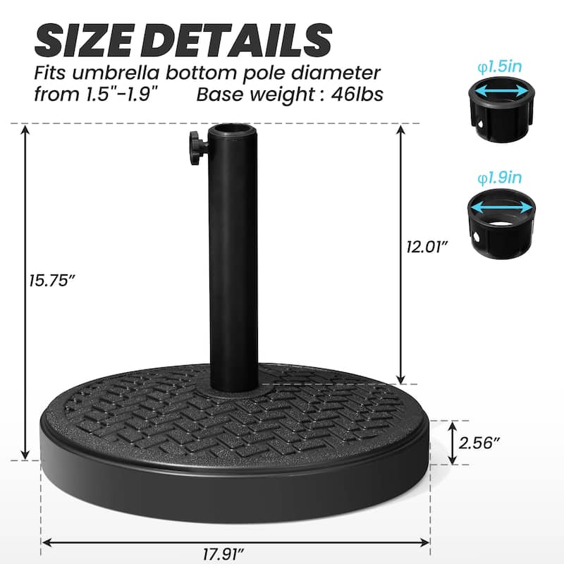 29/45 lbs Outdoor Concrete Cement Filled Round Umbrella Base Holder for Straight Pole Market Umbrella
