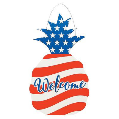 Patriotic Pineapple Door Sign, Home Decor, 1 Piece