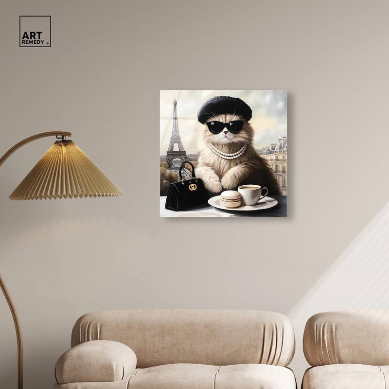 Cat in Paris Treats Acrylic by Art Remedy, Ready to Hang