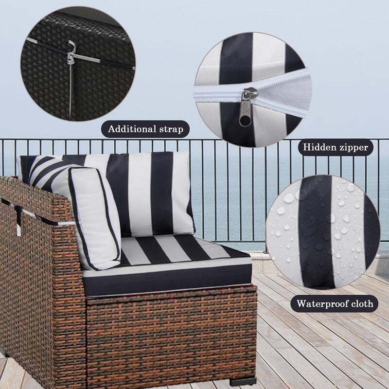 14 Pcs Outdoor Furniture Replacement Cushions Fits 6-seat Sectional Rattan Conversation Set (Only cushions+covers, no sofa.)
