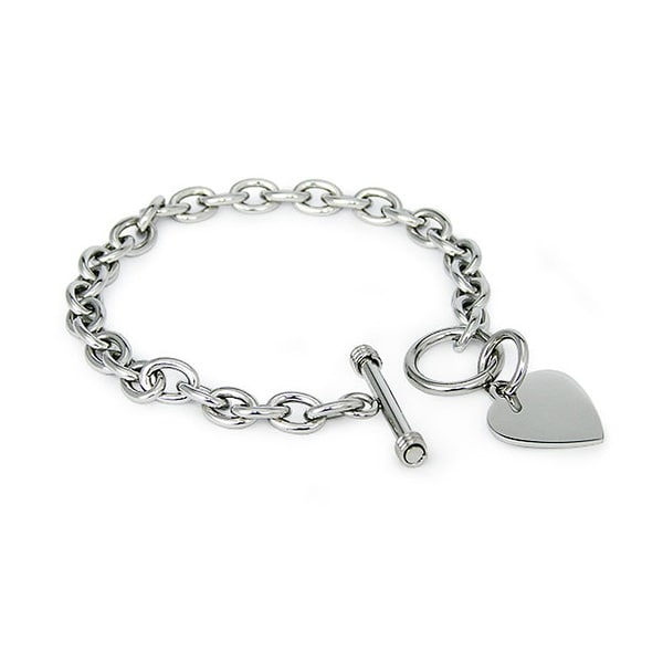 Stainless Steel Heart Tag Bracelet 7.25 Inches