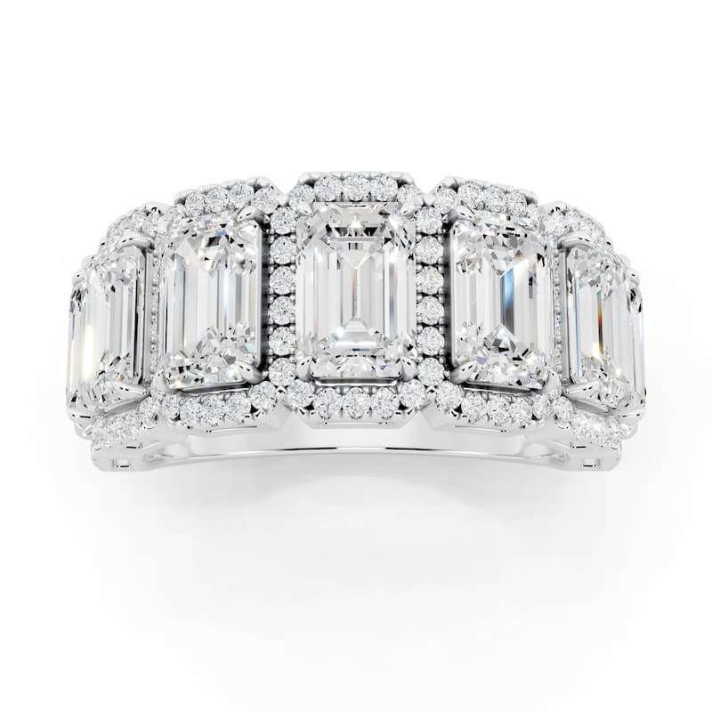 Auriya 14k Gold 5 1/3ctw Emerald Lab Grown Diamond Anniversary Ring (E-F VS) - White - 5.5