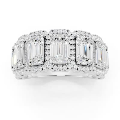 Auriya 14k Gold 5 1/3ctw Emerald Lab Grown Diamond Anniversary Ring (E-F VS)