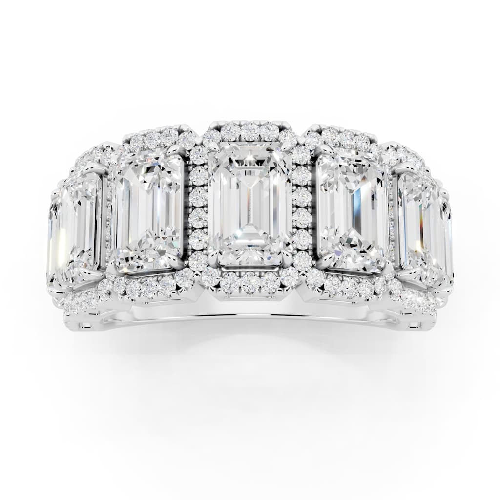 Auriya 14k Gold 5 1/3ctw Emerald Lab Grown Diamond Anniversary Ring (E-F VS)