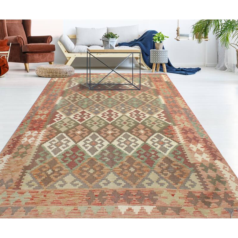 Sun Faded Flatweave Nathalie Brown/Ivory Rug - 6'7" x 9'5"