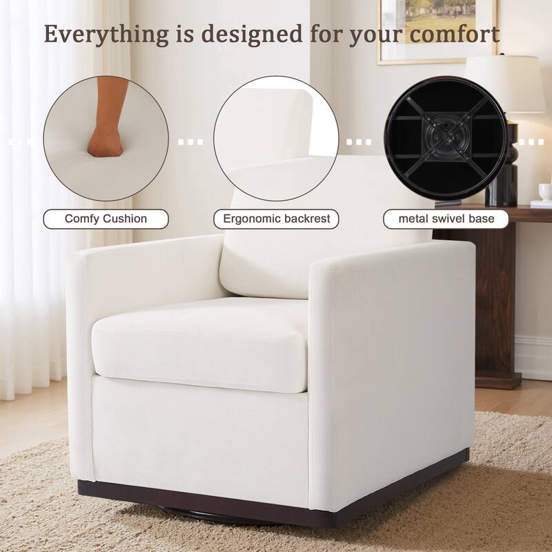 Modern Upholstered Swivel Accent Arm Chair