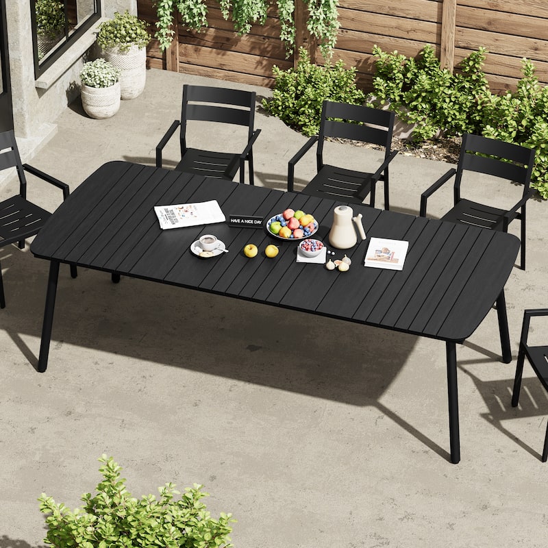 Outdoor Patio Dining Table Rectangular Aluminum Outdoor Table for 6/8/10 Person