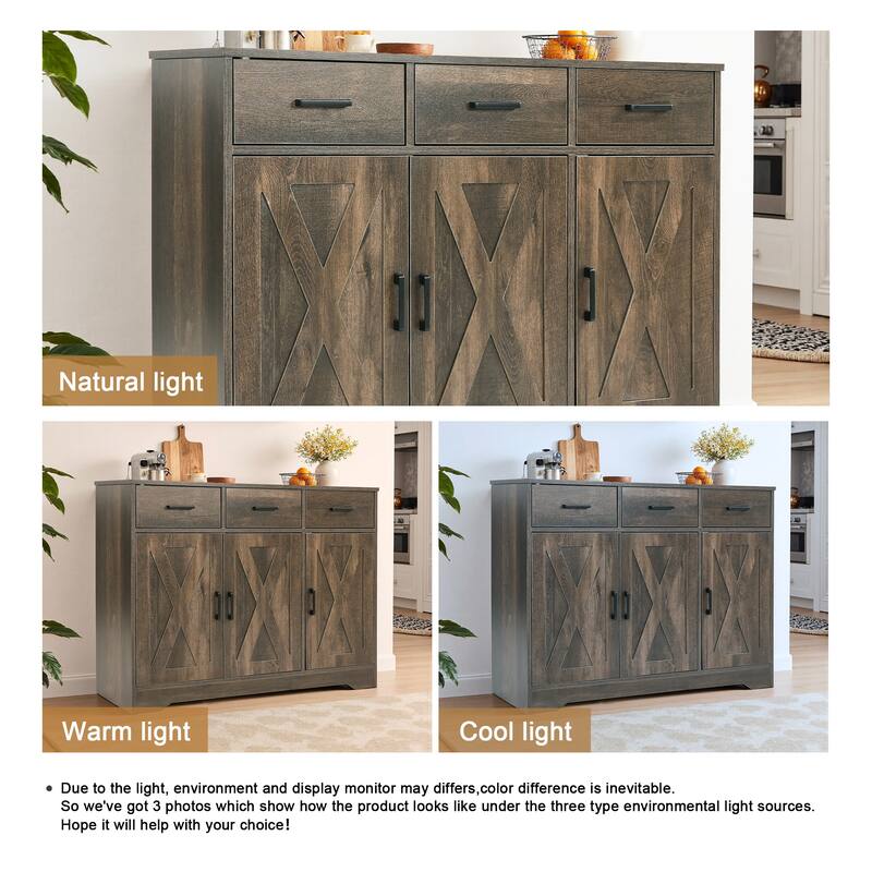 Traditional 3 Drawer Sideboard Storage Cabinet