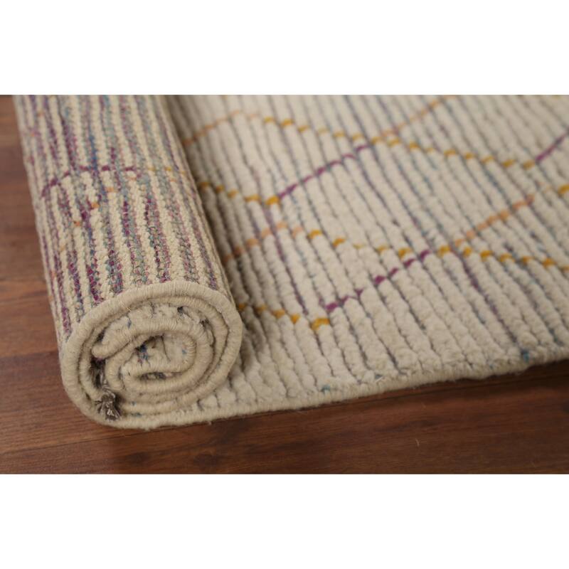 Trellis Moroccan Runner Rug Hand-Knotted Wool Carpet - 2'6"x 12'6"
