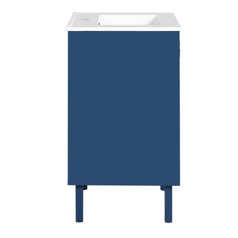 GDFStudio - Montclair French-Style Freestanding Bathroom Vanity with Ceramic Sink and Soft-Close Door & Chic Half-Moon Pulls