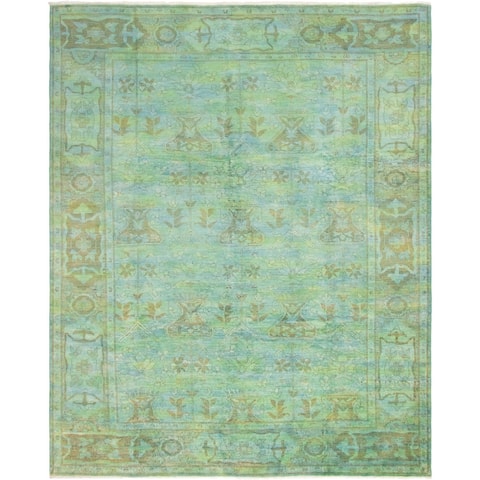 ECARPETGALLERY Hand-knotted Vibrance Light Green, Turquoise Wool Rug - 9'4 x 11'8