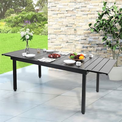 Metal Extendable Outdoor Patio Dining Table for 6-8 Person