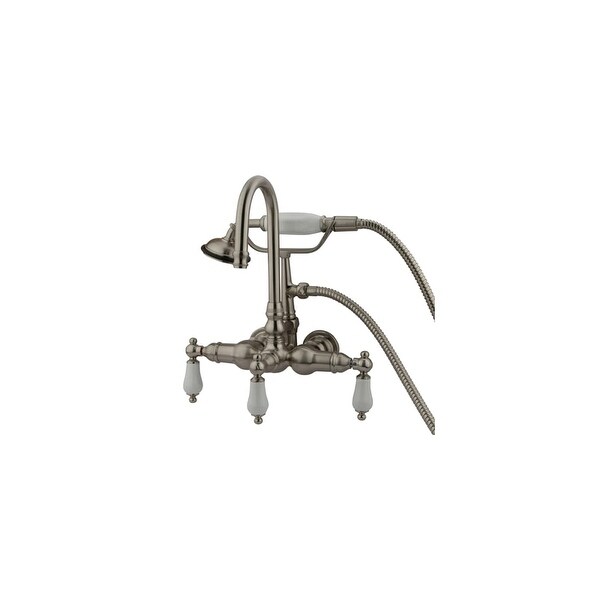 Elements Of Design DT0078PL Triple Handle Wall Mounted Clawfoot Tub Filler with 3-3/8" Center, Personal Hand Shower and