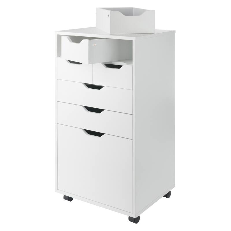 Halifax Bins & Drawers Multi-Storage Tall Mobile Cabinet, White