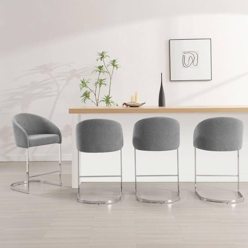 26" Fabric Upholstered Counter Height Bar Stools with Arms - 37" H x 22.4" W x 22" D