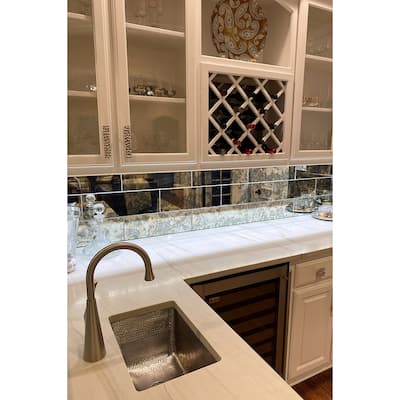 17-in Rectangle Copper Bar Sink in Nickel w/ 2-in Drain Opening (BRECEN2)