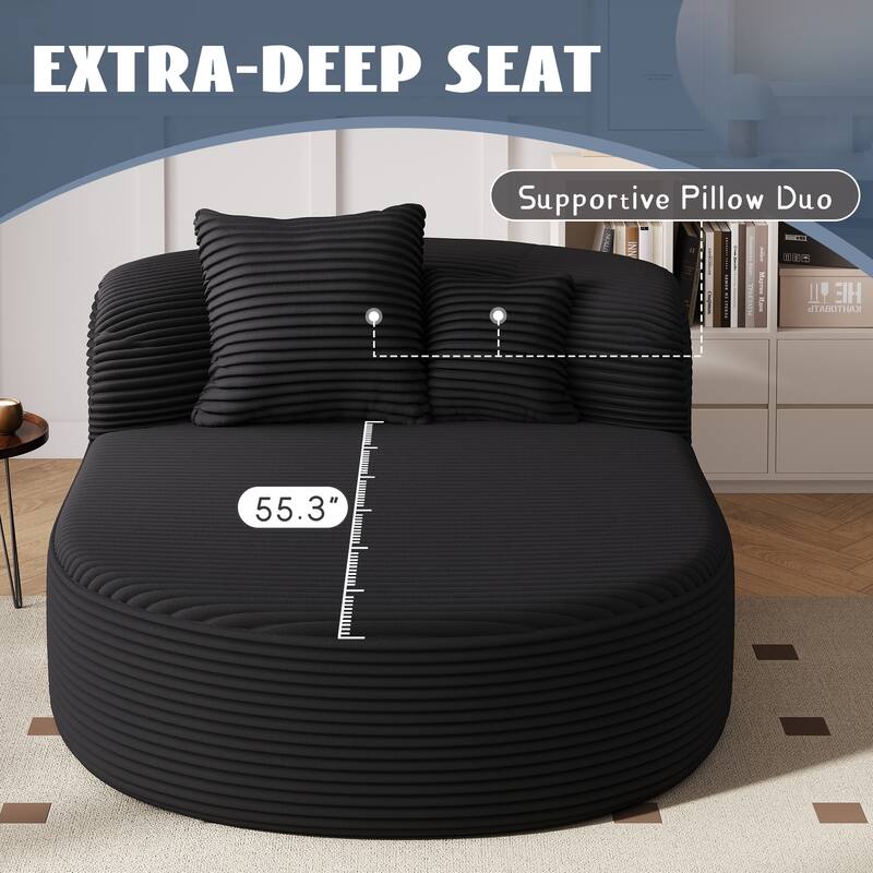 Modern Chaise Lounge Sofa Boneless Couch 51.6" Sofa Bed Compression Sofa Couch With Two Supportive Pillows