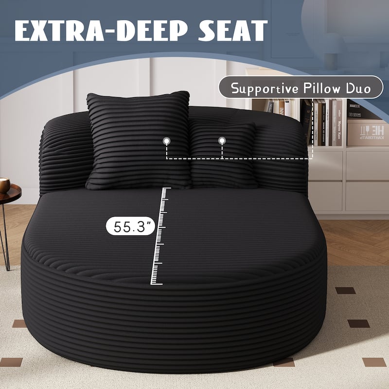 Roomfitters Modern Chaise Lounge Sofa Bed, 51.6-Inch Compression Couch with 2 Supportive Pillows for Living Room