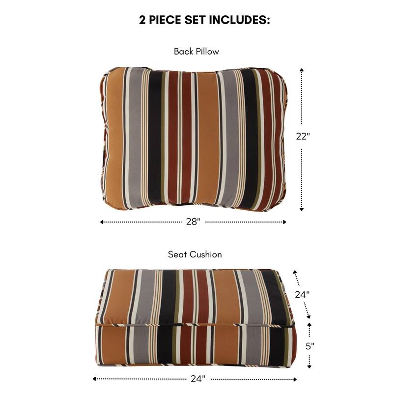 Outdoor 2-Piece Reversible Deep Seat Cushion Set (Cushions Only)
