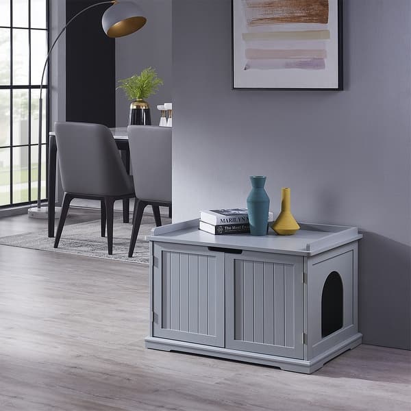 Shop Black Friday Deals On Unipaws Cat Washroom Bench Easy Assembly Litter Box Cover Overstock 25724780