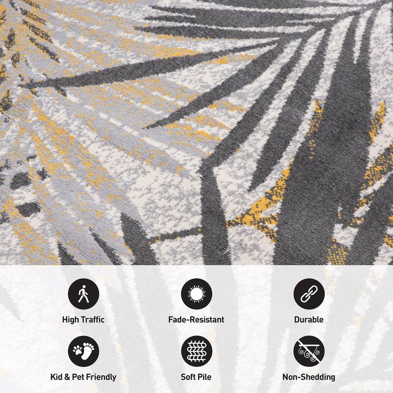 World Rug Gallery Edinburgh Floral Leaves Area Rug