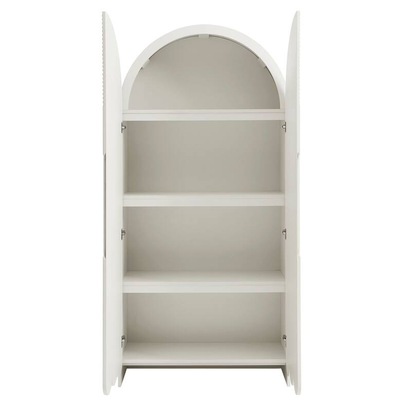 Dahlia 78 Inch Fluted and Scalloped Arched Storage Cabinet