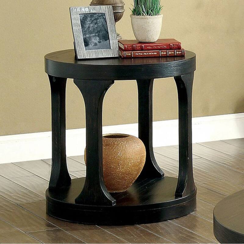 Carrie Transitional End Table, Antique Black - 23.5 H x 22 W x 22 L Inches