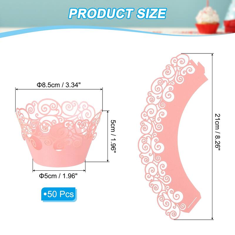 Cupcake Wrappers Paper, 50 Pack Baking Cups Standard Cloud Decor - Pink