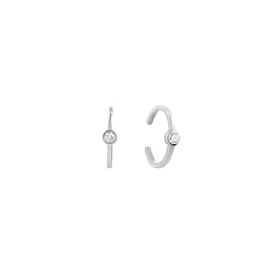 Curata 14k White Gold 2 Diamond .05tcw Earrings Cuff