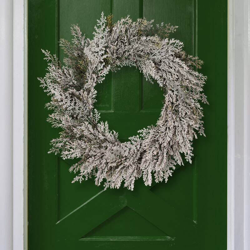 24" Frosted Cedar Wreath