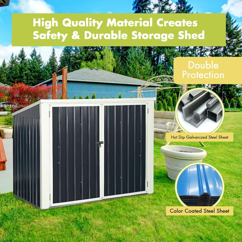 Costway 6x3FT Horizontal Storage Shed 68 Cubic Feet for Garbage Cans