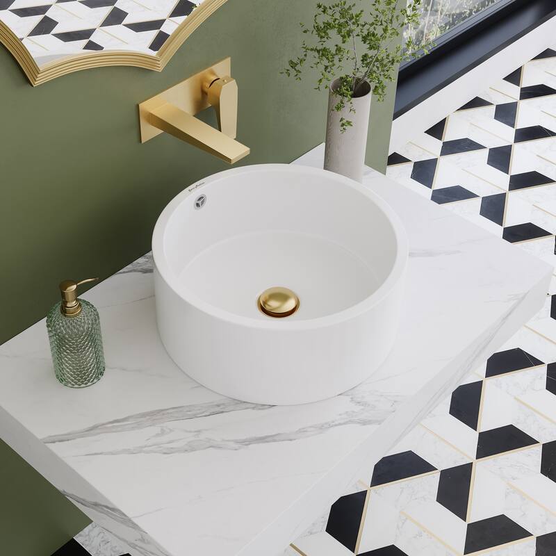 Monaco 36" Floating Bathroom Shelf With Vessel Sink In White Marble - 23.75" x 21.81" x 9.49"