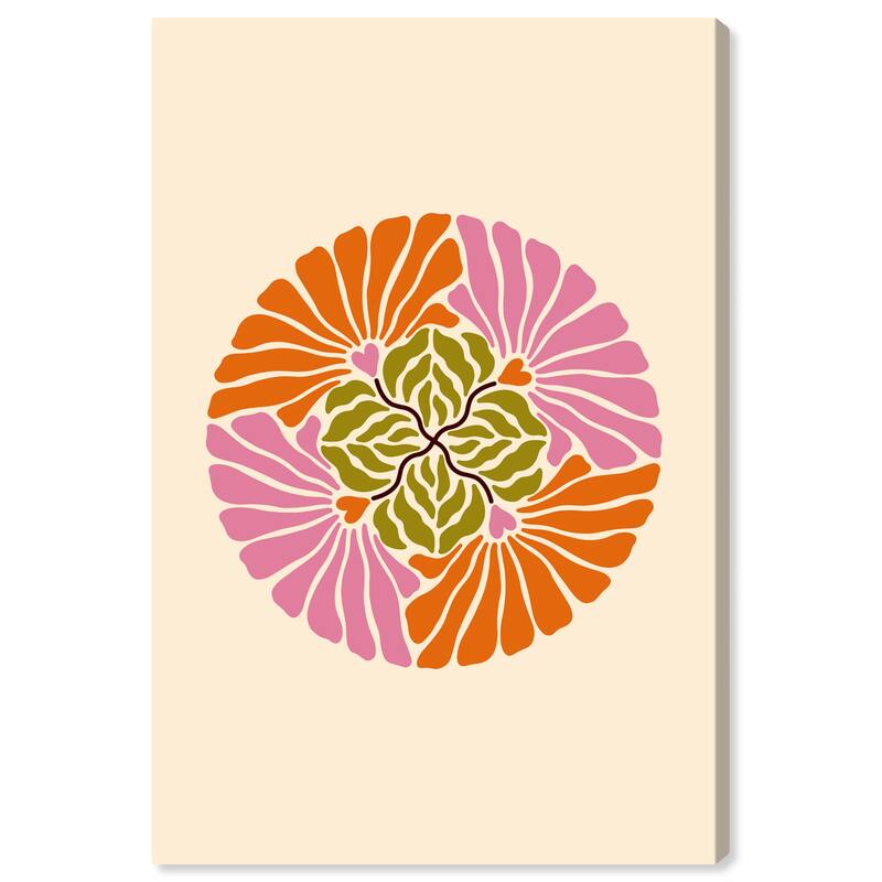 Wynwood Studio Canvas Floral and Botanical Floral Circle Orange and Dark Orange Modern & Contemporary Wall Art Canvas Print
