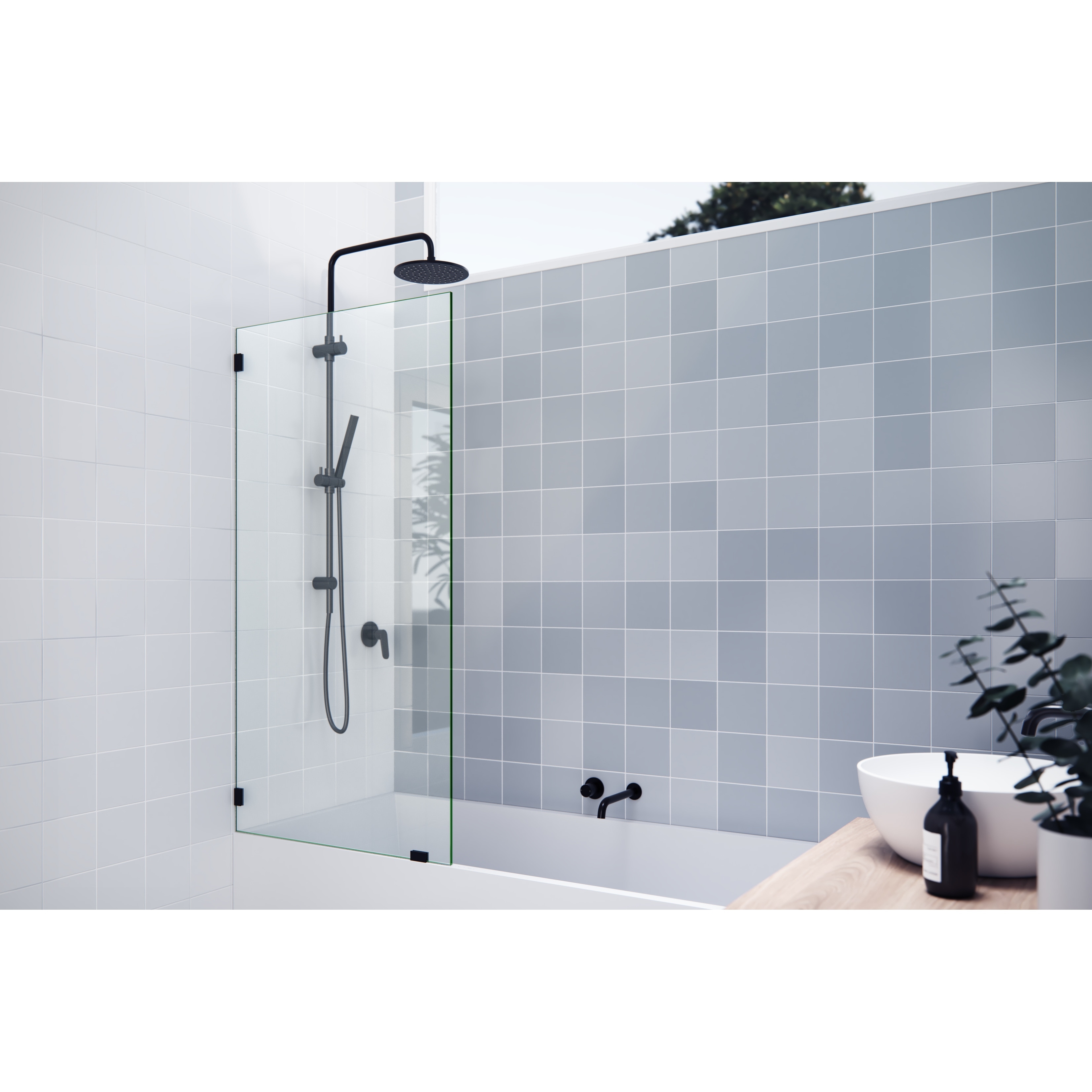 Glass Warehouse 58.25" x 30" Frameless Shower Bath Fixed Panel