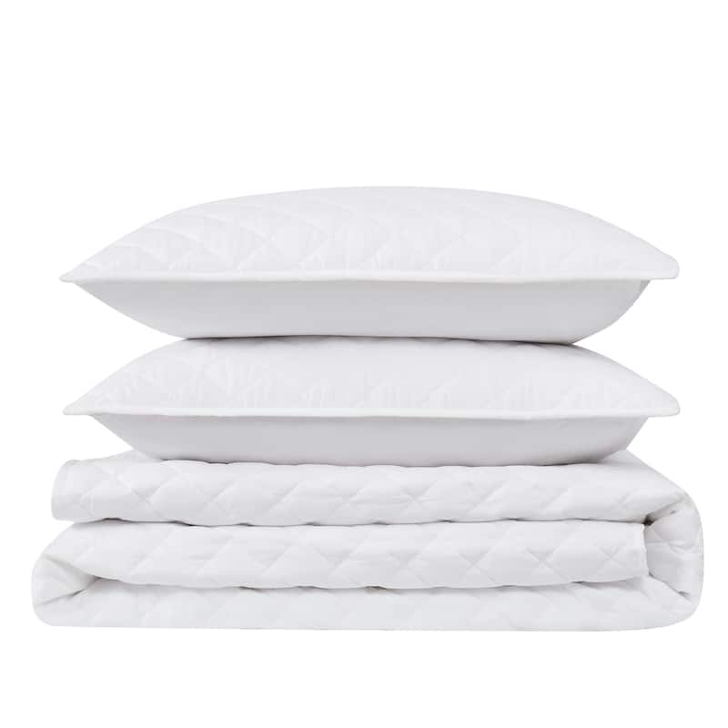 Cannon Solid Oversized Percale 3 Piece Quilt Set