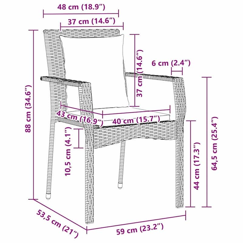 vidaXL Garden Dining Set with Cushion Poly Rattan