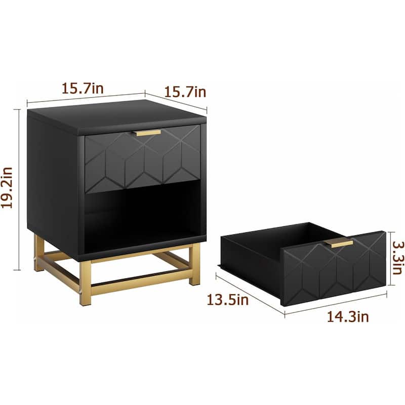 2 Drawer Dresser Nightstand for Bedroom, Living Room, Entryway