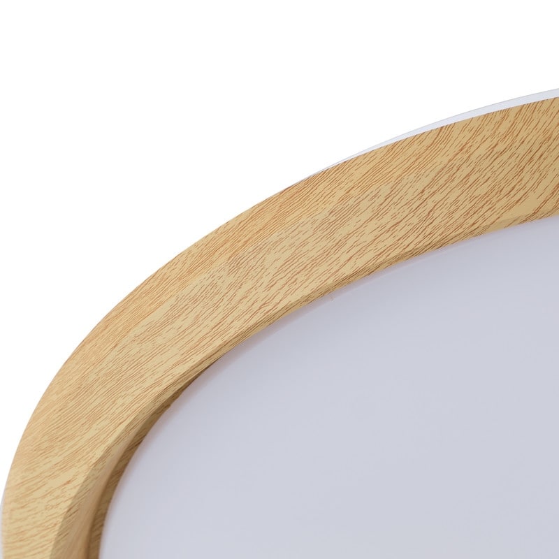 Modern Wood Grain Flush Mount Ceiling Light Milky White LED Fixture for Living Room Bedroom