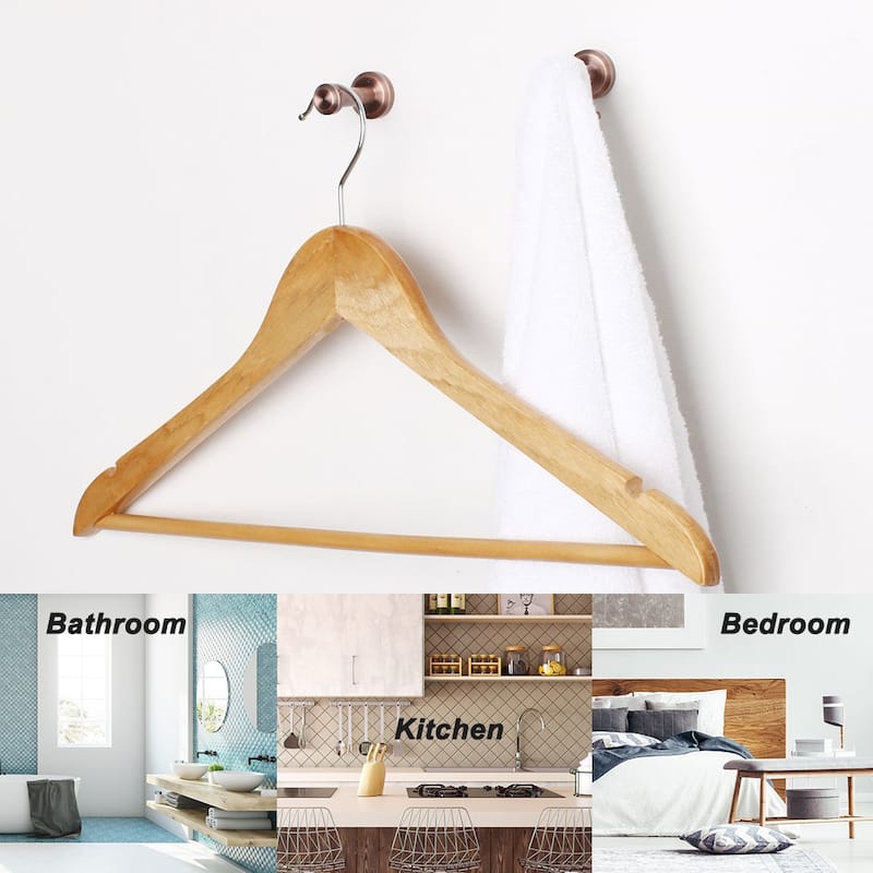 4pcs Wall Hooks Copper 46mm Hook Coat Towel Key DIY Hanger w Screws - Copper Tone - 0.63" x 0.94" x 1.8"(Top D*Bottom D*H)