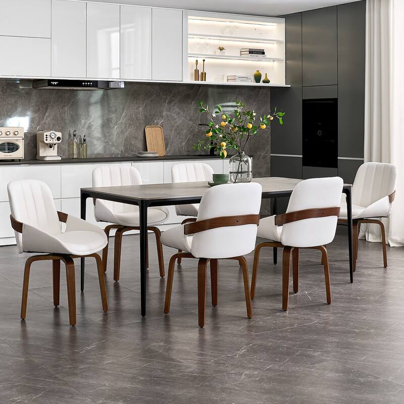 Faux Leather Upholstered Swivel Dining Chairs Bentwood Side Kitchen Chairs